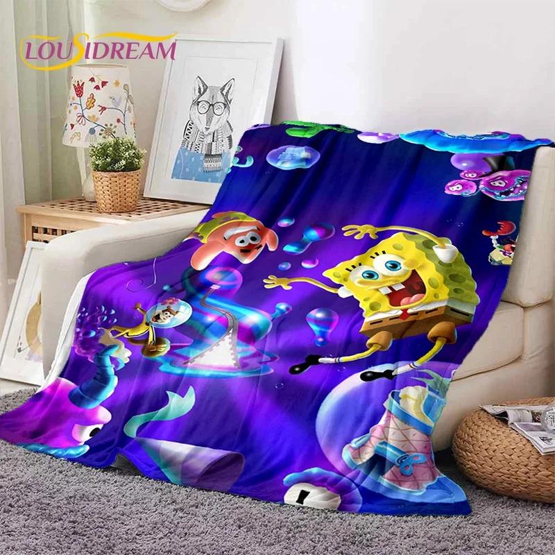 Funny S-SpongeBob Patrick Star Cartoon Soft Flannel Blanket for Beds Bedroom Sofa Picnic,Throw Blanket for Outdoors Leisure Gift