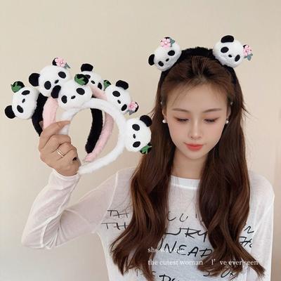 Chinese Style Cartoon Hair Band Cute Plush Doll Hair Hoop Funny Panda Headband  Wash Face