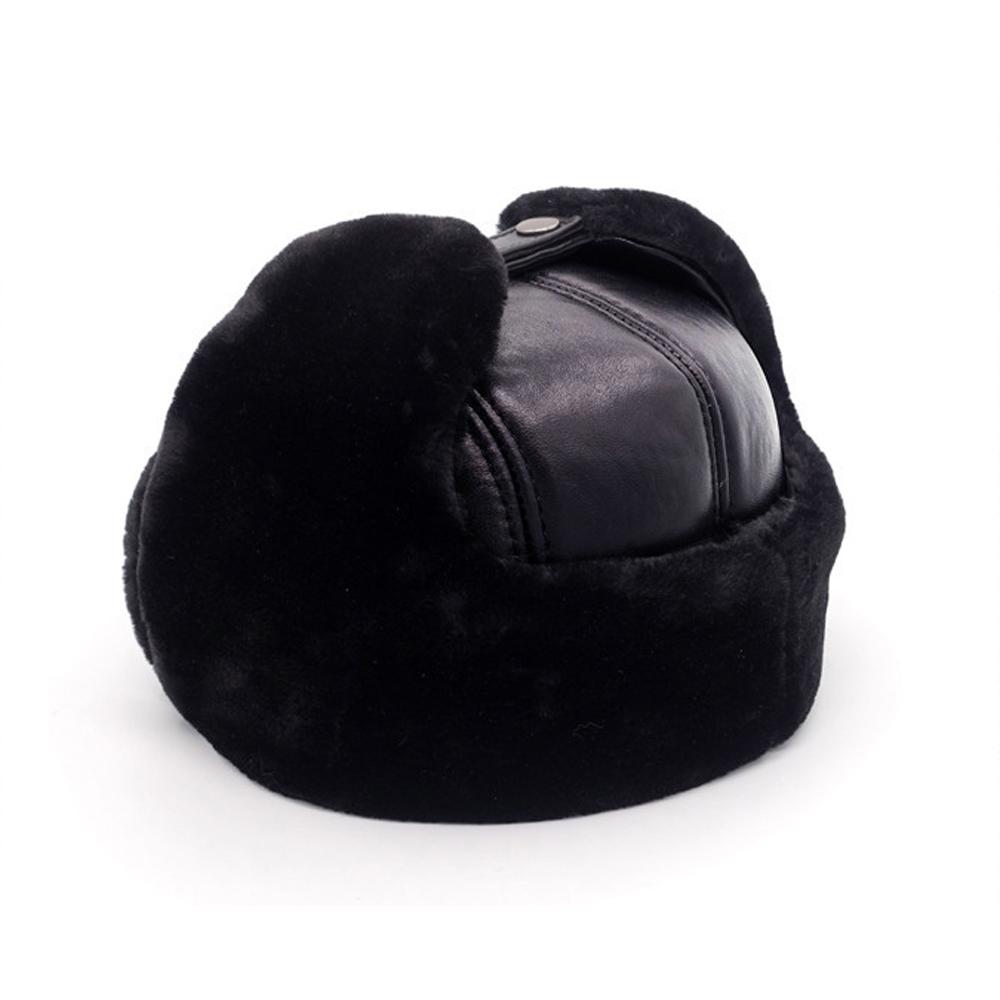 2026 Male Casual Winter Warm Sheepskin Leather Cap New Hot Russia Adult Caps Men 100% Natural Real Sheepskin Leather Bomber Hats