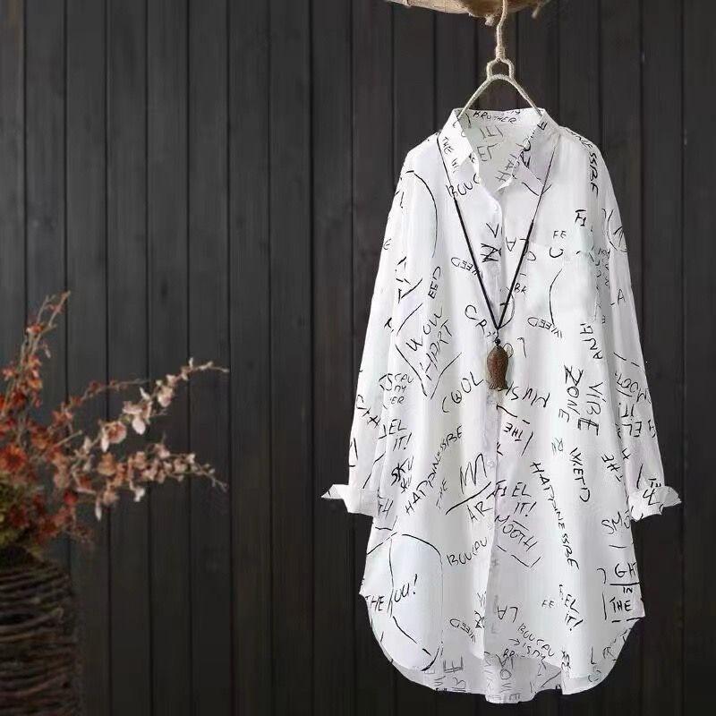 Women's Cross Print Long-Sleeve Cardigan Shirt - Summer Casual Loose Sun Protection Jacket
