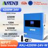ANENJI 4kW Hybridní Solární Střídač Off Grid Připojení Čistá Sinusoida MPPT Střídač 24V 220V 100A Solární Nabíječka pro Fotovoltaiku PV 500VDC
