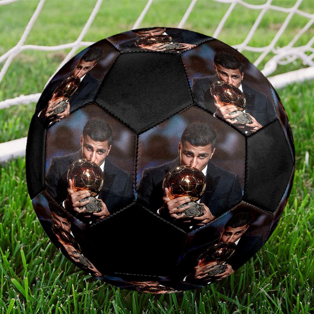 Rodri Size 5 Soccer Ball, Machine-Stitched PVC, Durable & High Bounce, All Ages Fit, fan merchandise, matches & outdoor use.
