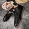 Men's Genuine Leather Winter Ankle Boots Plus Velvet High Top Thick Sole Casual Snow Sneakers