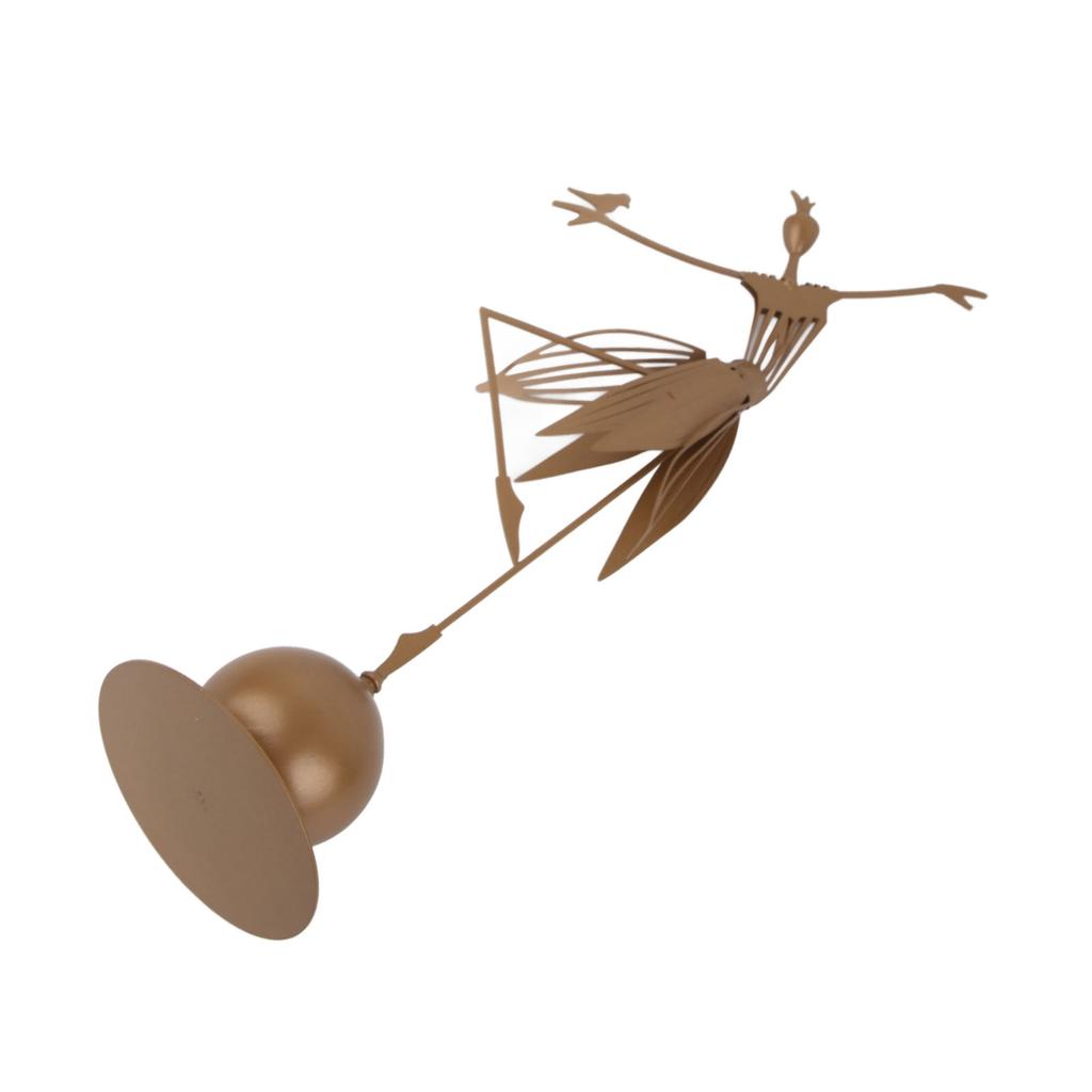 Ballerina Figurine Elegant Lines Gold Color Stable Base Strong Metal Ballet Dancer Sculpture for