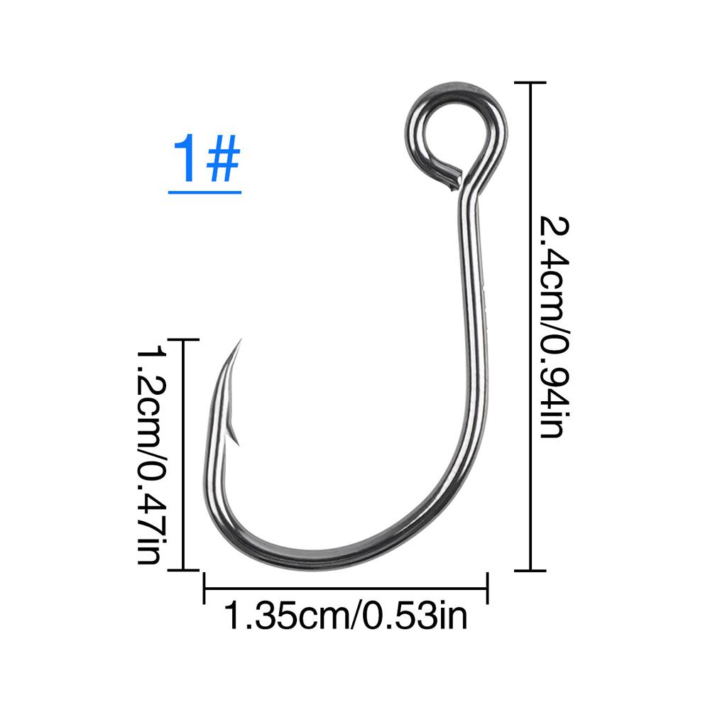 50Pcs Inline Single Hooks Replacement Fishing Barbed Hooks for Fishing Spoon Spinner Lures Baits Inline Circle Hooks