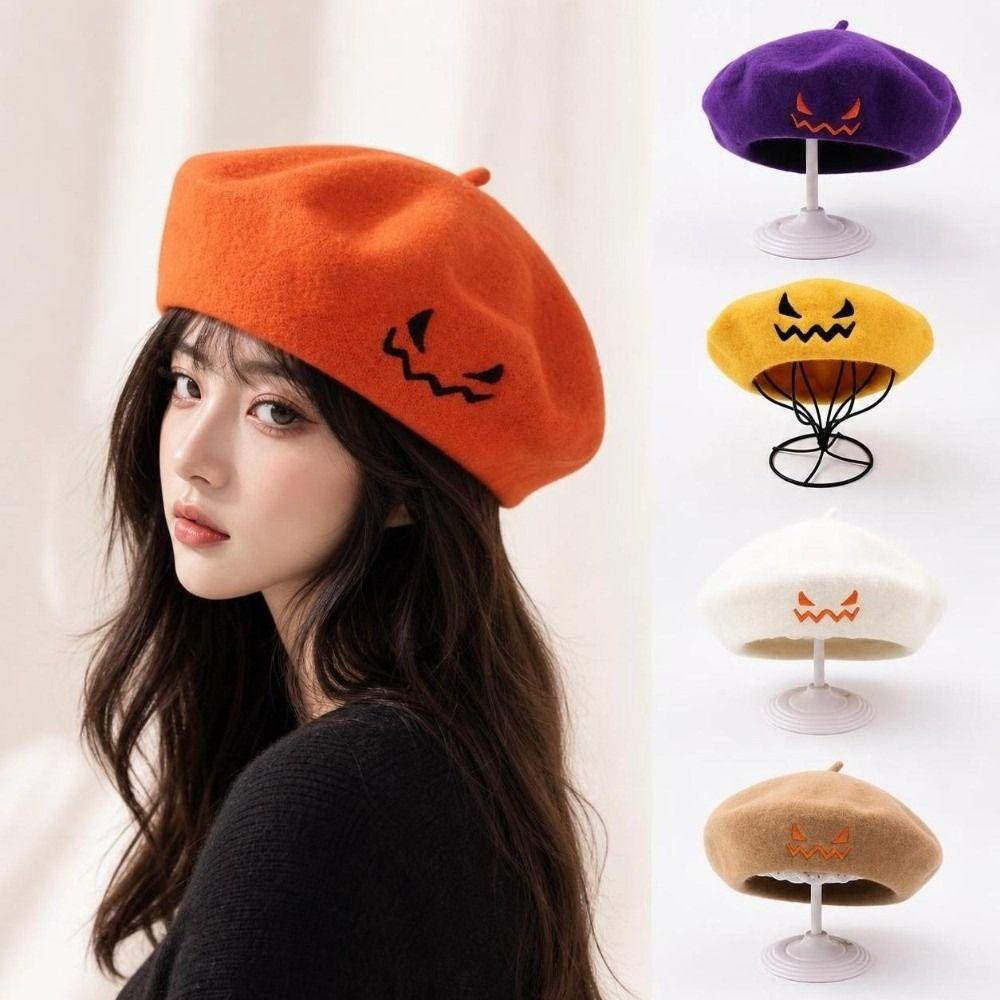 Lightweight Pumpkin Beret Hat Classic Artist Hat Fashion Painter Hat Autumn Winter Wear