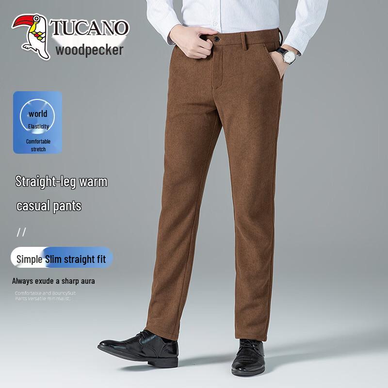 TUCANO Men s Slim-Fit Straight-Leg Business Casual Trousers 30