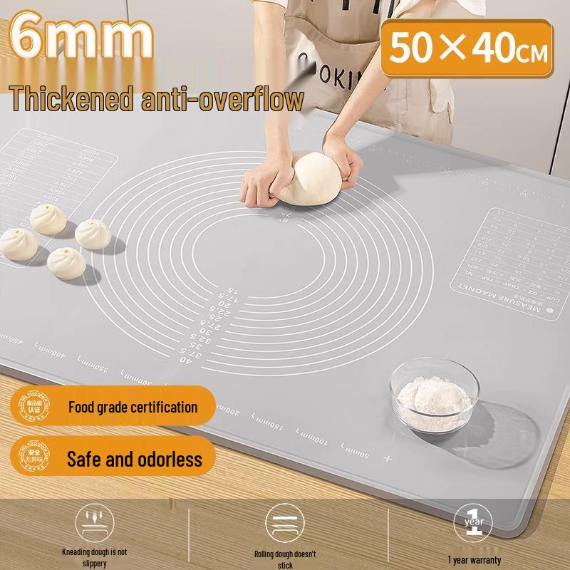Food Grade Thickened Silicone Kneading and Rolling Mat, Non-Slip Cutting Board for Dumplings and Dough.