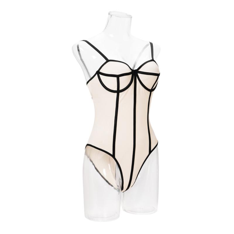 Lato Europejski i Amerykański Pikantne Dziewczyny Seksowny Plażowy Kombinezon Modelujący Kontrast Kolorów z Pustymi Plecami