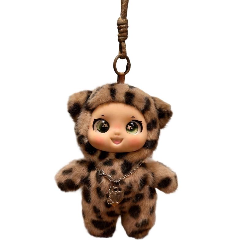 

Lovely Plush Keychain With Vinyls Face Soft And Portable For Kids And Adults As Bag Charm Or Phone Accessory цветной печати леопарда