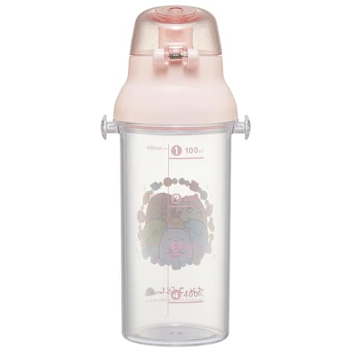 Skater Kids' Clear Plastic Water Bottle, 480ml, Sumikkogurashi Mole House Design, with Graduated Markings for Hydration Management, PSB5TRC-A
