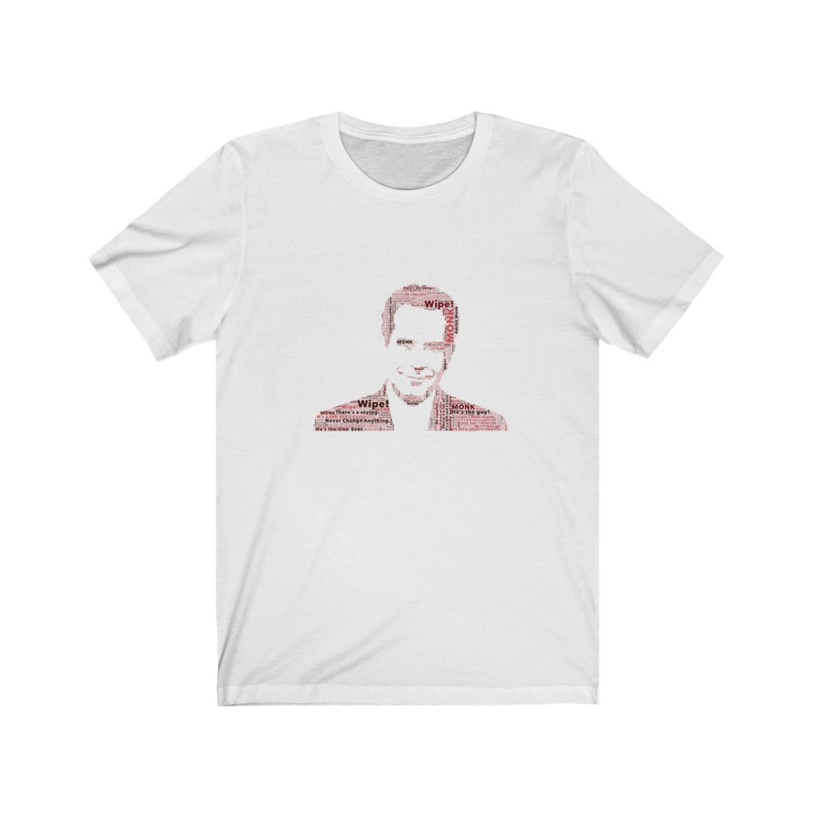 Monk Retro TV show with quotes from Adrien Monk inside the letters MONK Unisex Jersey Short Sleeve Tee, Detective Monk Shirt, Monk tee S