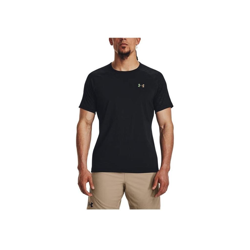 Under Armour Rush Series Solid Textured Training Lightweight Crew Neck T-Shirt Men Tops Black 1376790-002