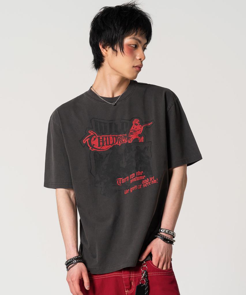Geuleigaijeukeulleob Pigment Wild Children Oversized Short Sleeve T-Shirt Charcoal