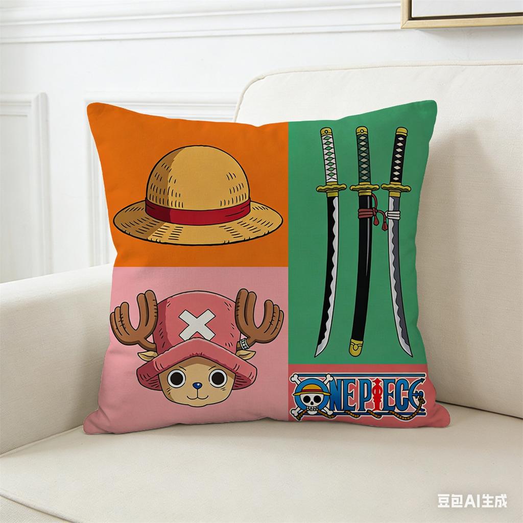 One Piece Monkey D Luffy Pillow Cover Anime Decorative Square Pillowcase For Bedroom Living Room Sofa Car Home Decor