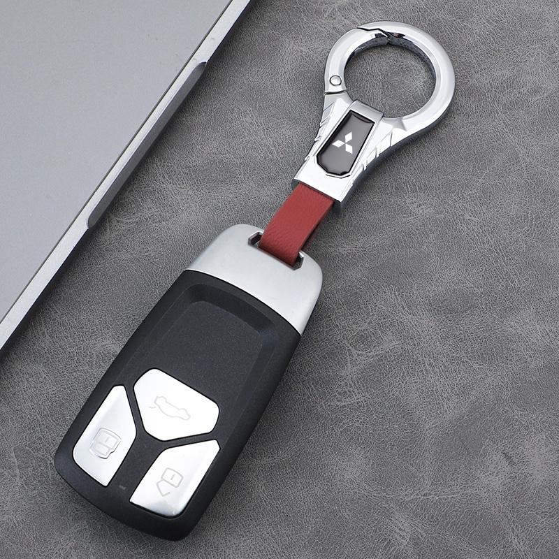 nlvc3 High-end Leather Key Chain Car Logo Keyring Auto Interiors Accessories For Mitsubishi Eclipse Outlander Pajero ASX Colt I200 Ex