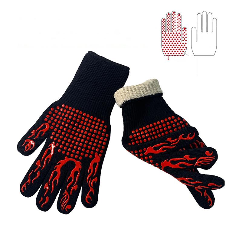 Non-Slip Fireproof Microwave Oven Gloves Extreme Heat Resistant Oven Mitts 300-500 Centigrade Flame Retardant Bbq Fire Gloves