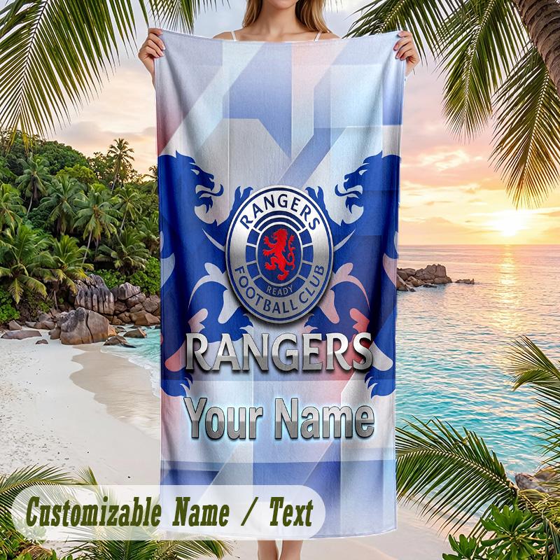 Beach Towel Rangers FC Print Custom Name Text Soft Towel for Swimming Pool