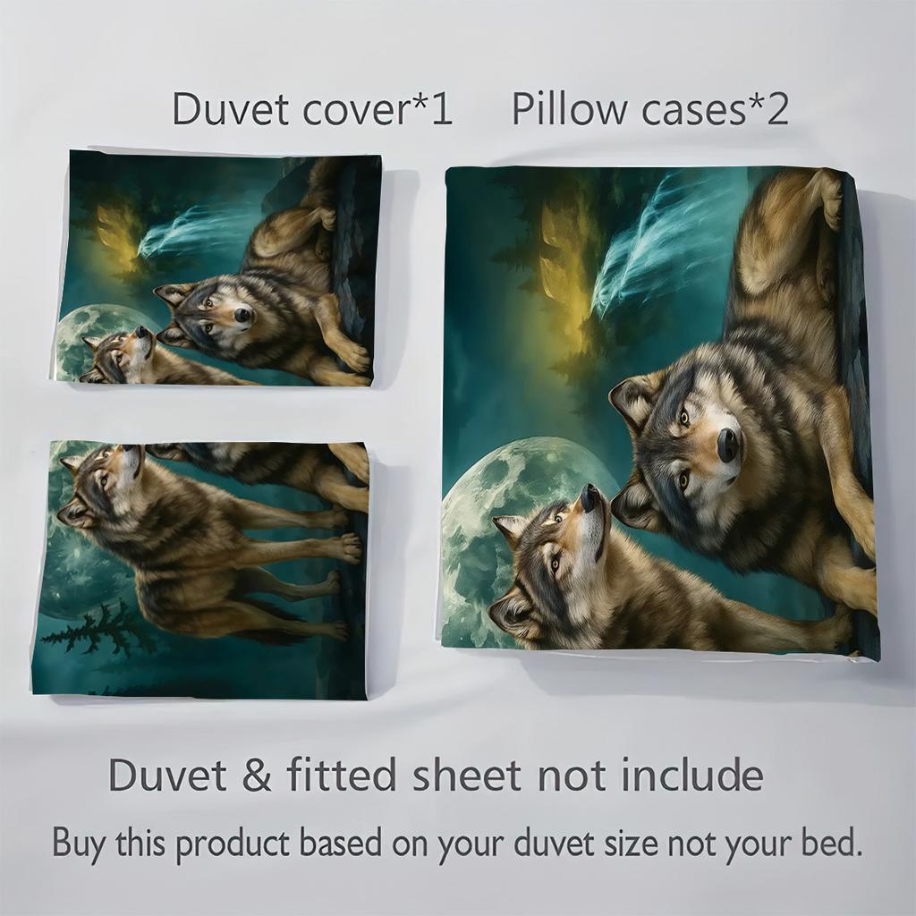 Bed Three-Piece Animal Wolf Tiger Elephant 3D Digital Printing Quilt Cover Pillowcase Bedding