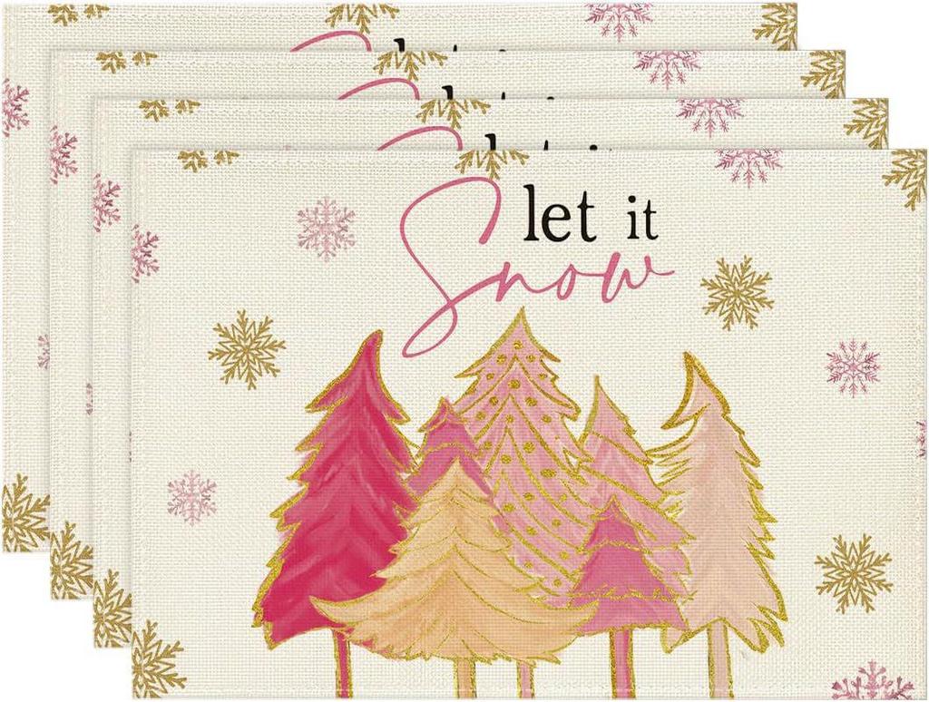 Christmas Placemat Set with Plate & Cup Insulation - Holiday Decorative Table Mats