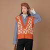 Floral Sweater Vest Women Autumn Winter Fashion Knitted Vest Sleeve Jackets  V Neck Woman Pullover Jumper Girl Sweater Retro English Wind
