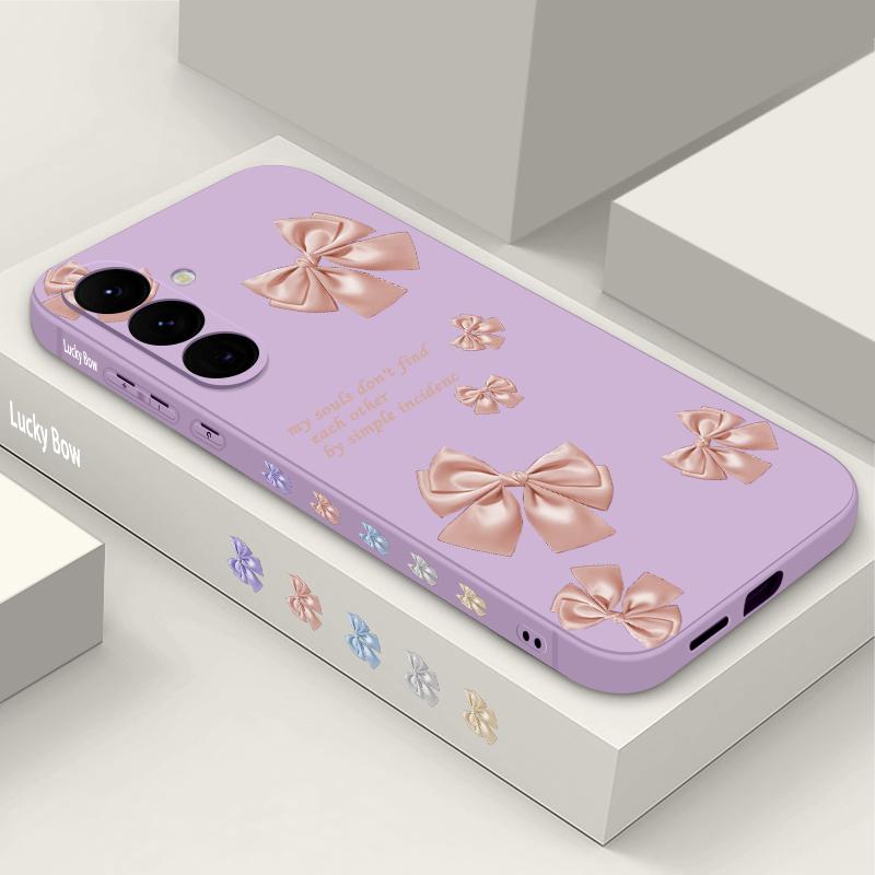 Pink Bow Print Soft TPU Case For Samsung Galaxy S25 S24 S22 S23 Ultra S24 FE A55 A53 A54 A35 A15 A16 A36 5G Silicone Phone Cover