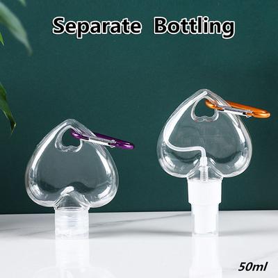 50ml Portable Perfume Alcohol Lotion Jar Empty Container Bottle Heart Spray Bottle With Metal Hook