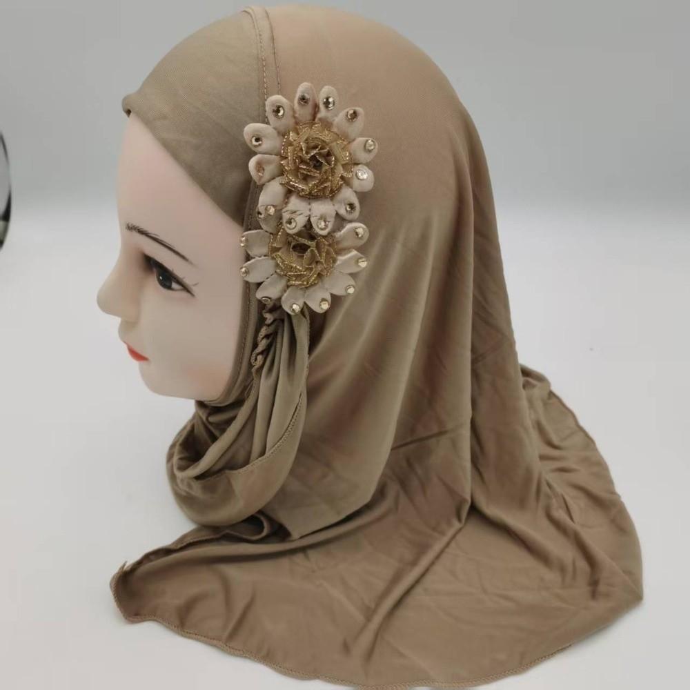 Soft Girls Prayer Hat Turban Ethnic-Style Patterns Head Wrap Fashion Children Hijab Daily Wear