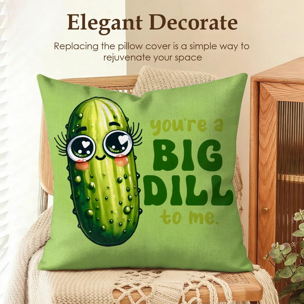 Who Loves Pickles Dill Funny Cushion Cover Natural Linen Organic Fabric DoubleSided Printing Sofa Home Decor Gift Pillow Case