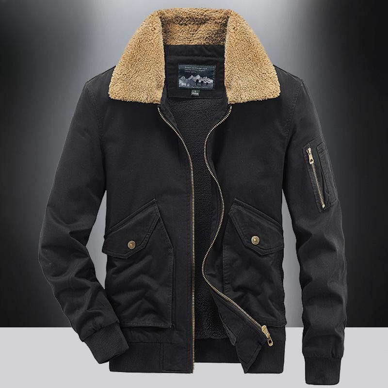 New Men's Jackets In Autumn and Winter Cotton-padded Jacket Washing Tooling Multi-pocket Padded Cashmere Men's Lambswool Coat.