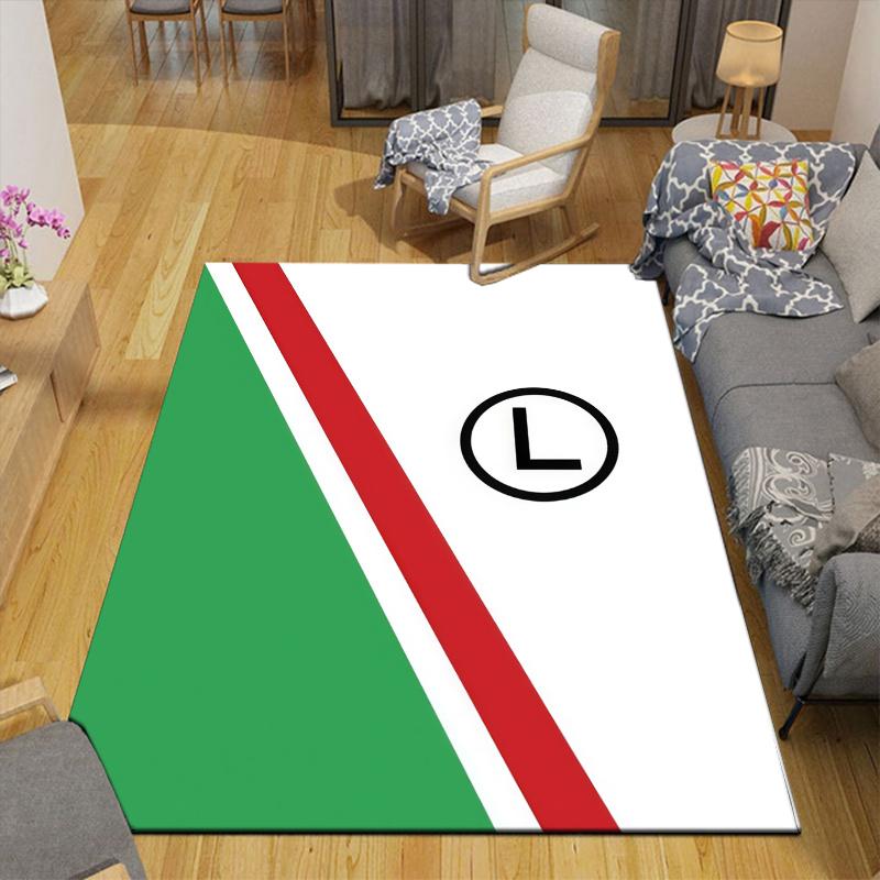 Legia Warsaw FC Home Sofa Decoration for Living Room & Bedroom, Non‑Slip Play Flannel Floor Mat for Game Room