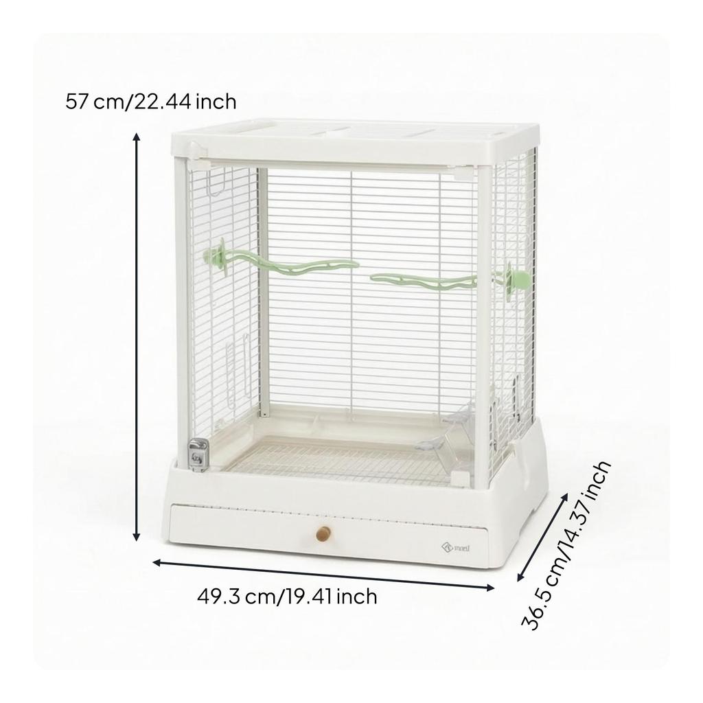 Bird Cage with Perches Mesh Glass Rectangular Birdcage for Parrots,