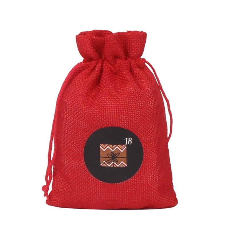 24 Sets Christmas Advent Calendar Drawstring Bag with Stickers Wooden Clips Ropes Hanging Countdown Candy Gift DIY X3UC