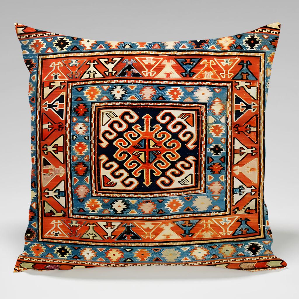 National style retro Persian pattern throw pillow cover with short plush print for living room sofa decoration cushion cover