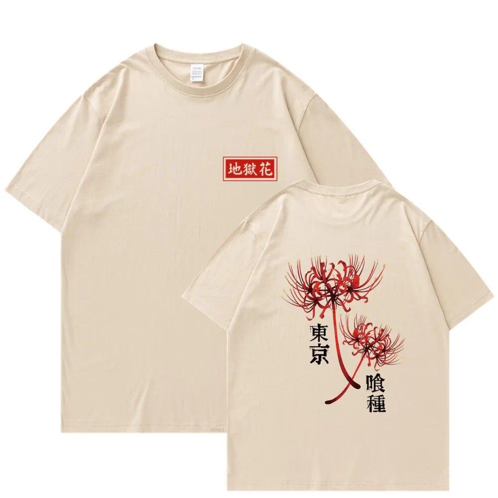 Anime Tokyo Ghoul Spider Lily T-shirt Unisex WoUnisex Cool Kane Kiken Graphic Print T-shirts Oversized Streetwear Couples Tees
