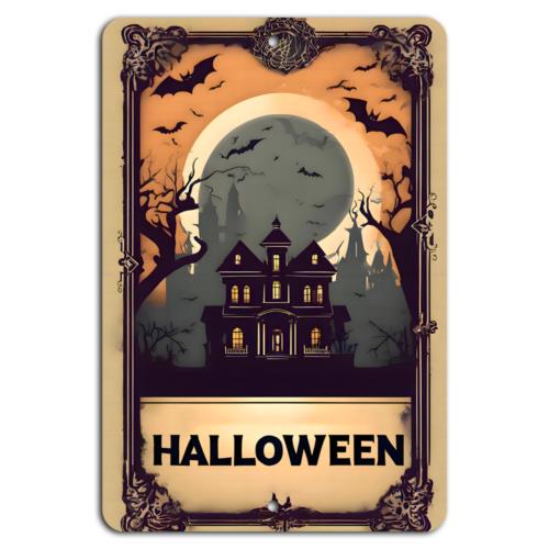Haunted Halloween Night Spooky ManorAluminum 20x30cm(7.8x11.8inch)