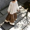 Johnature Women T-Shirts Summer Chinese Style O-Neck Lantern Sleeve Solid Color Loose T-Shirts