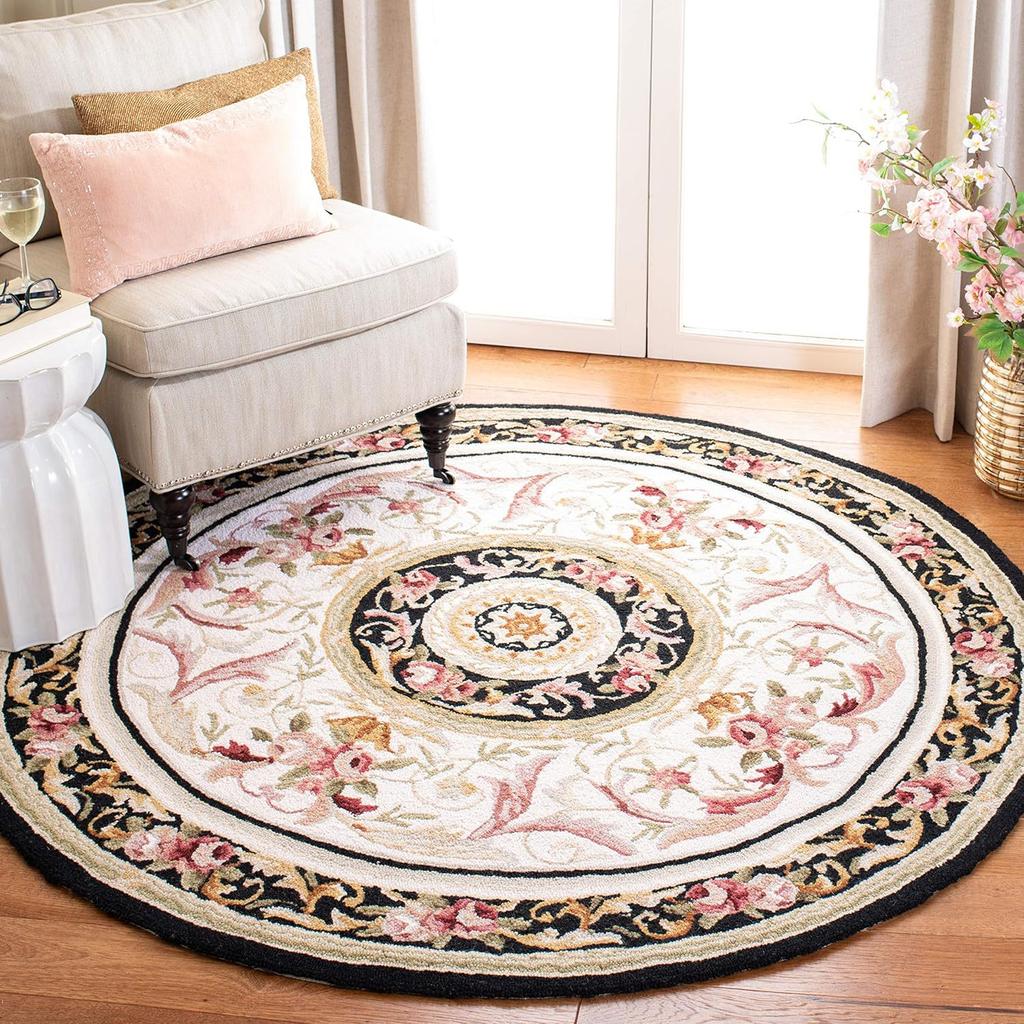 Retro Floral American Round Carpet Universal Anti Slip and Comfortable Carpet for Bedrooms and Living Rooms