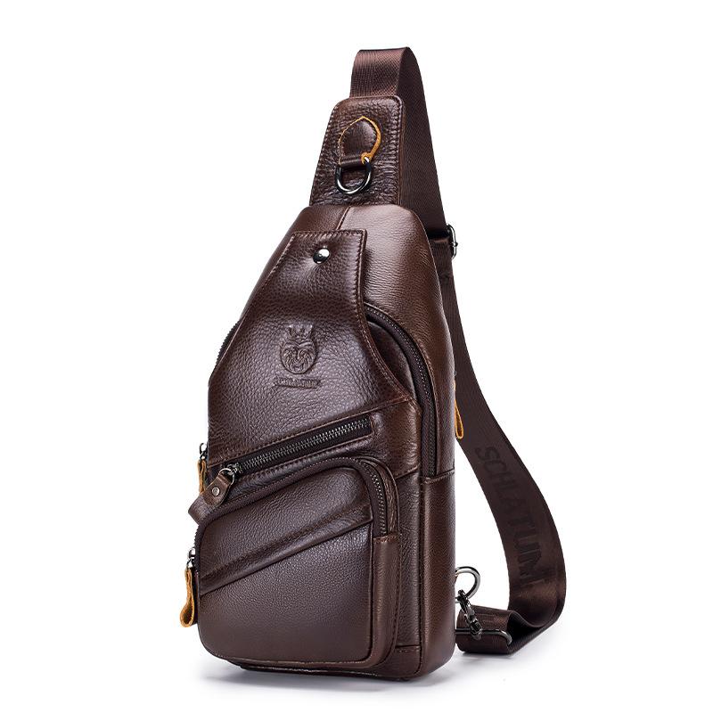 Genuine Leather Crossbody Bag for Men, Retro and High-end Style Men's Front Crossbody Bag