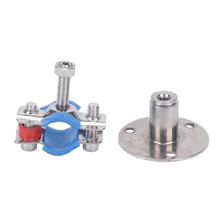 Round Base Pipe Support Bracket 4 Pack with Height Adjustment, Rubber Lined Grip and Stainless Hardware for Repairs