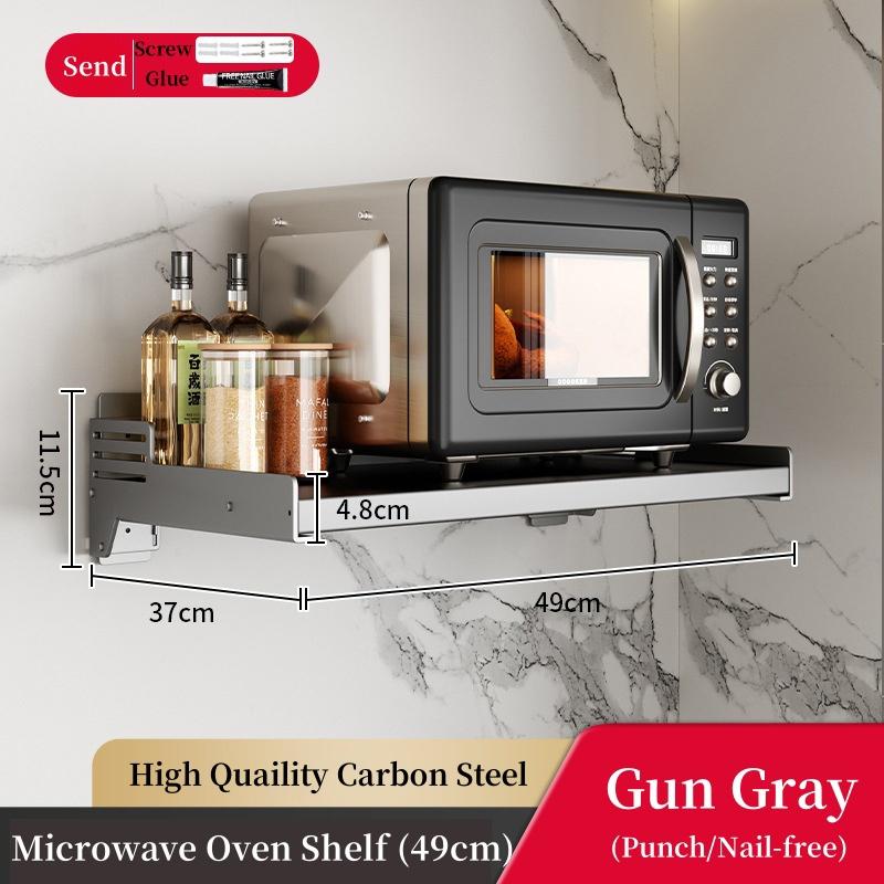 

Floating Wall Microwave Oven Shelves Kitchen Spicy Seasoning Rack Multi-functional Bathroom Accessories Storage Oraganizer Sets