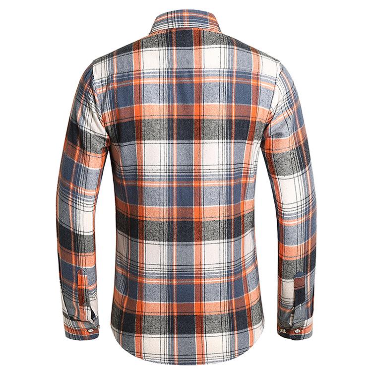 2025 Men's Plus Size Plaid Long Sleeve Shirt with Double Pockets