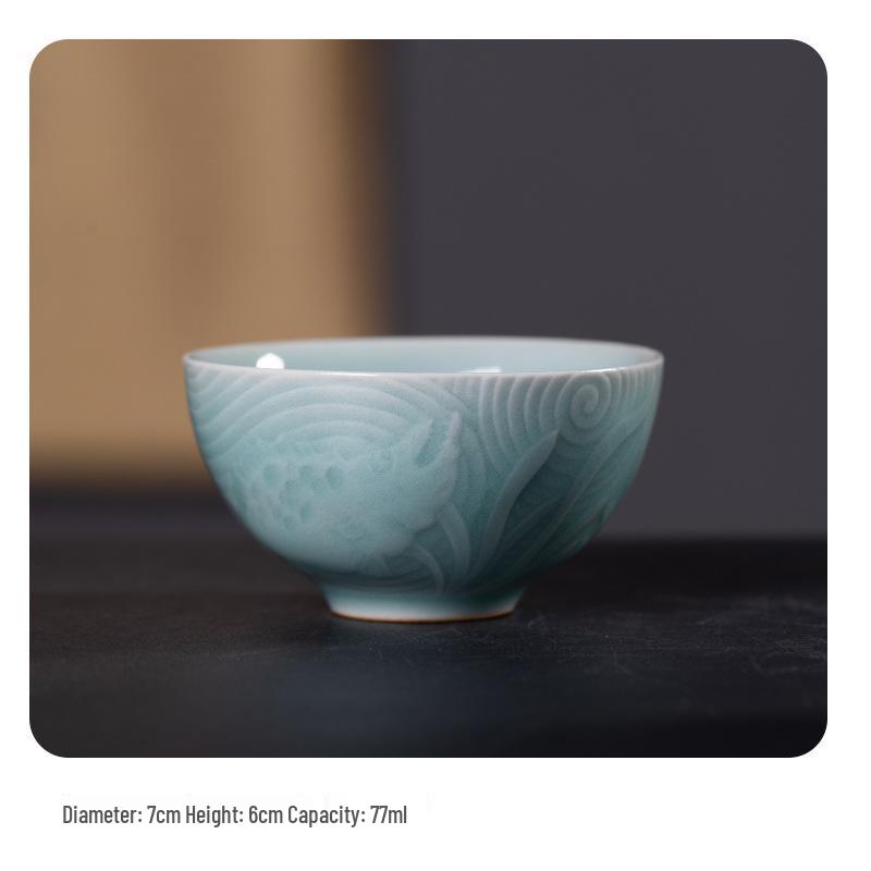 New Rain in Empty Mountains Three-Piece Handmade Gaiwan Tea Set: Anti-Scald Tea Bowl  Master Cup for Kung Fu Tea