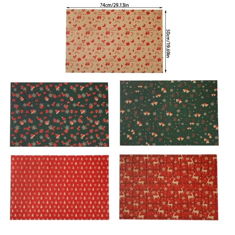 Extra Large 50x74cm Festival Gift Wrap 5 Sheets Sturdy Quality Reindeers Bell Designs Durable Surfaces