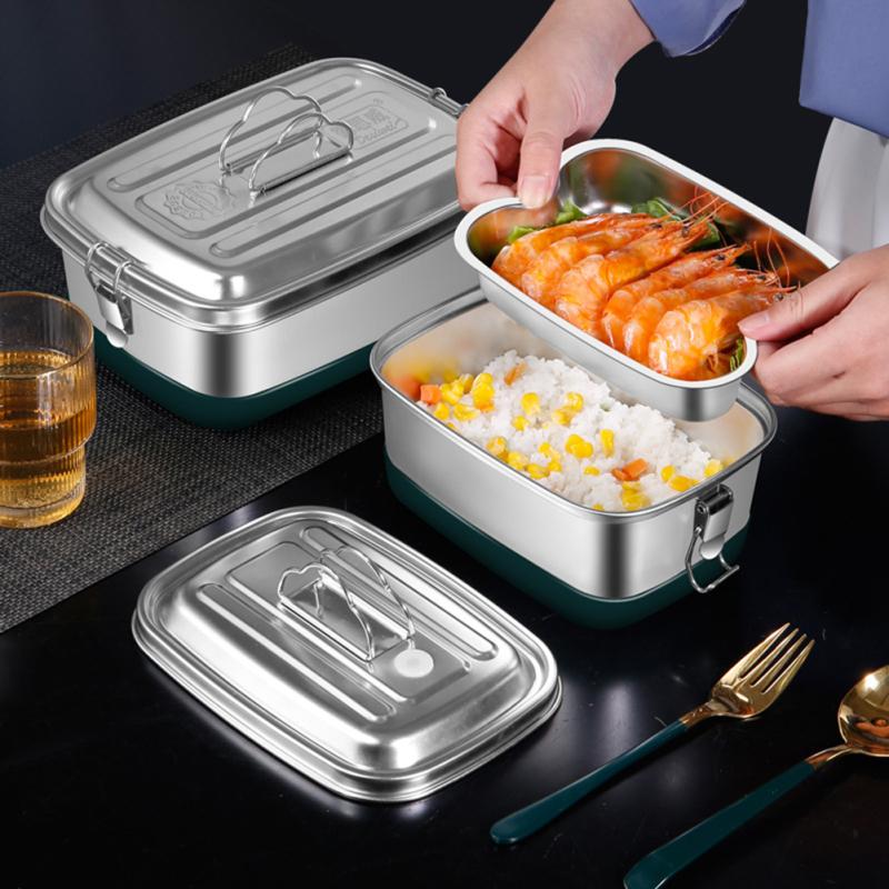 304 Stainless Steel Bento  Box With Compartments Sealed Spillproof Leak-proof Double Layer Lunch Box