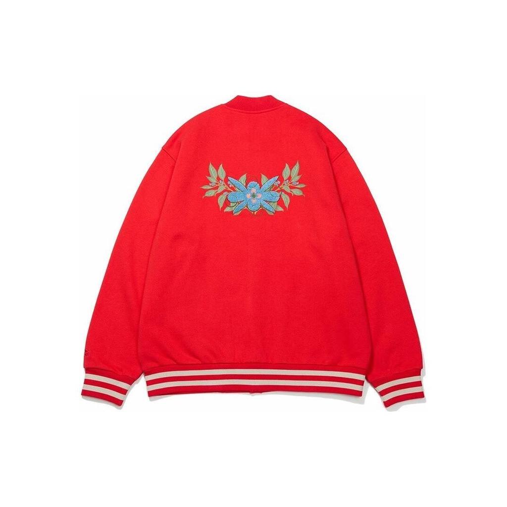 Li-Ning Sports Trend Series Patch Flower Embroidery Single-Breasted Jacket Men Jackets Cinnabar-Red AJDT005-1