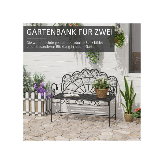 Banc de jardin - MUVOE - Outsunny - 2 places - Acier inoxydable - Noir mat