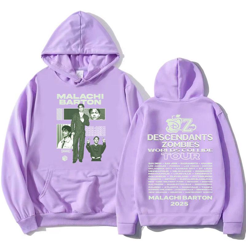 

Malachi Barton 2025 Hoodies Zzombies Worlds Collide Tour Sweatshirts Long Sleeve Fashion Hooded Pullovers Movie Print Hoody Girl XXXL
