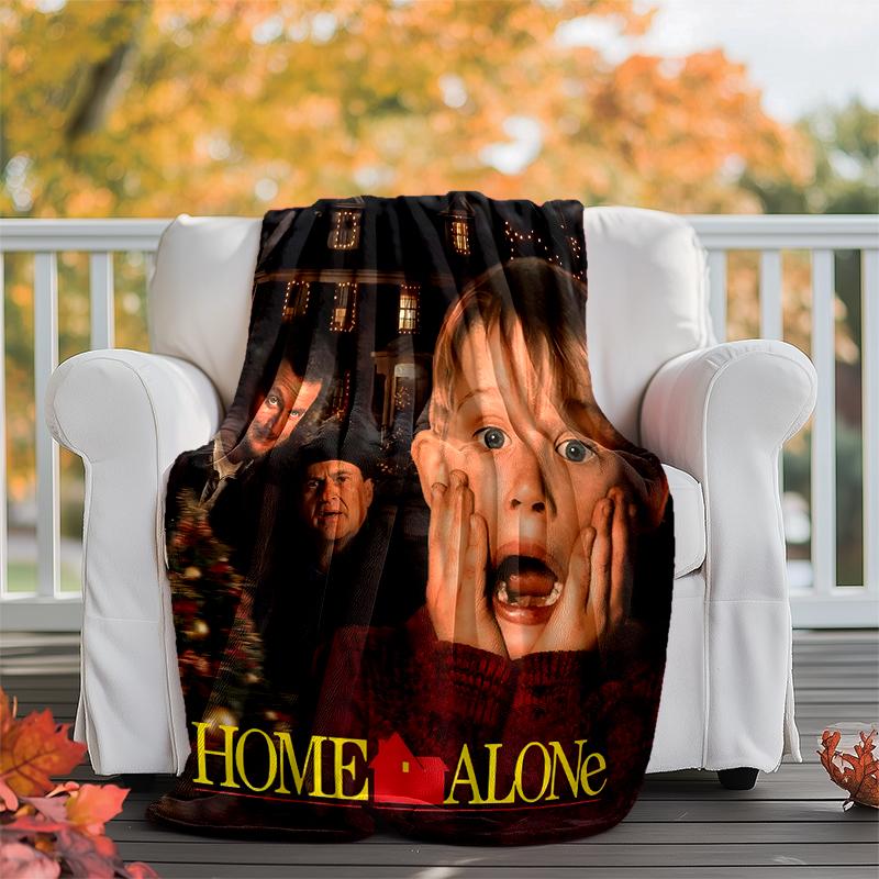 Home Alone Flannel Blanket Soft Warm All-Season Throw, Design for Camping, Car Travel, Hiking Sofa, Bed, Office Perfect Gift for Parties