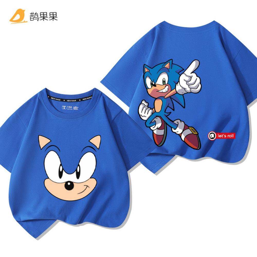 Children's Cartoon Sonic the Hedgehog Print Outdoor Boys and Girls Comfortable Loose Short-sleeved Summer